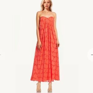 Jewel By Badgley Mischka Jaunty Strapless Maxi Dress with Burnout‎ Pattern Sz 8